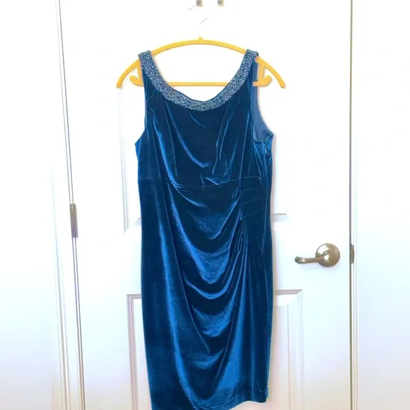 Alex Evenings | Dresses | Alex Evenings Blue Velvet Backless Dress Size 4 |  Poshmark